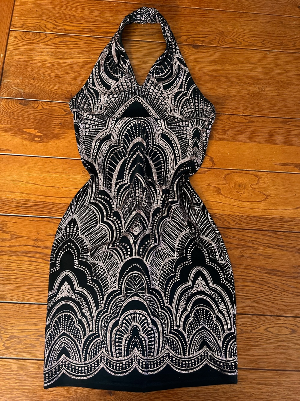 Jump - Halter Neck Dress - Rose Gold Glitter Pattern